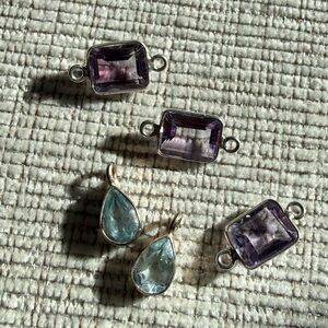 Sterling Silver Amethyst & Blue Topaz Jewelry Charms & Connectors